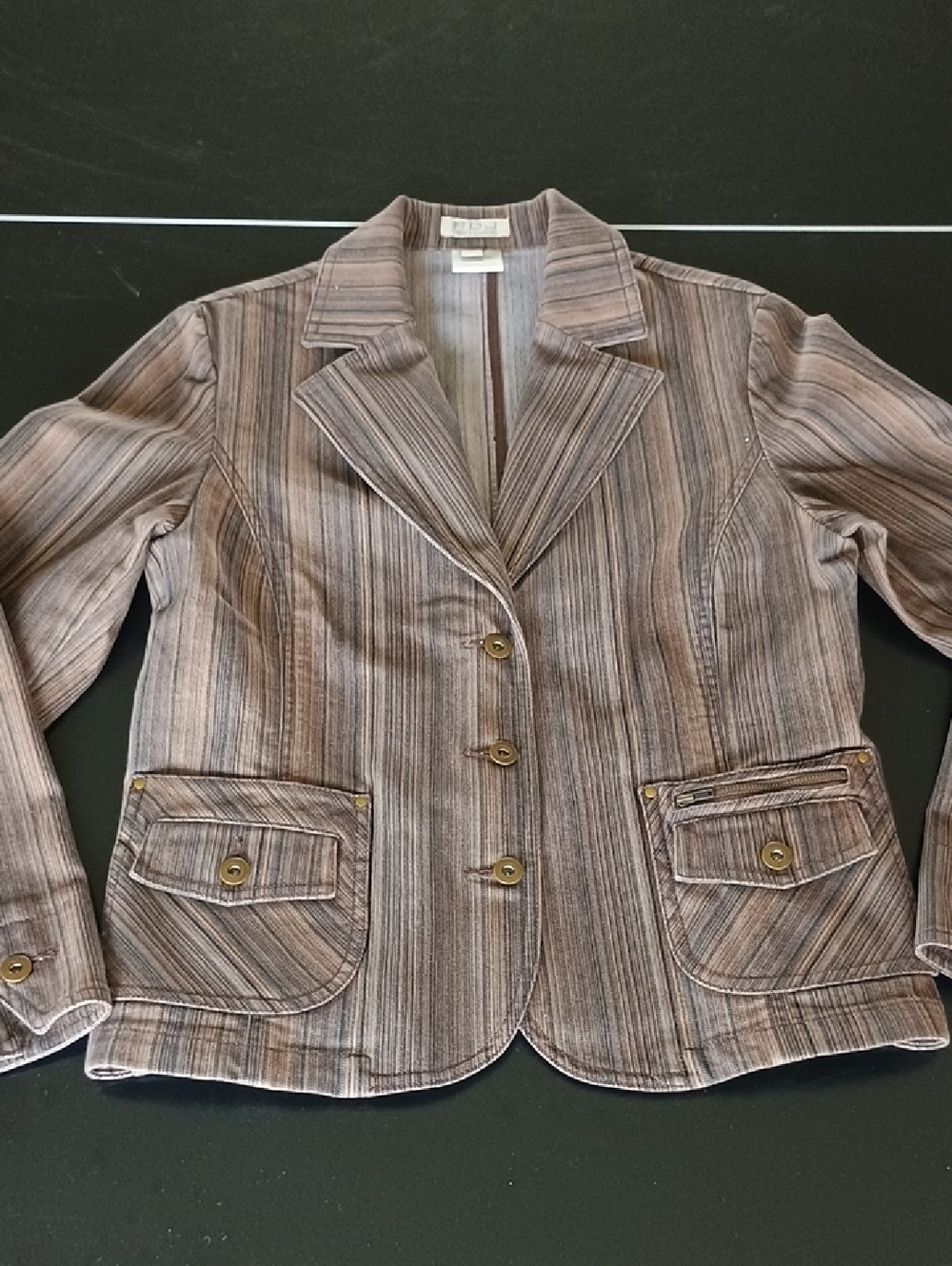 Women's Striped Tailored Blazer Jacket - Brown